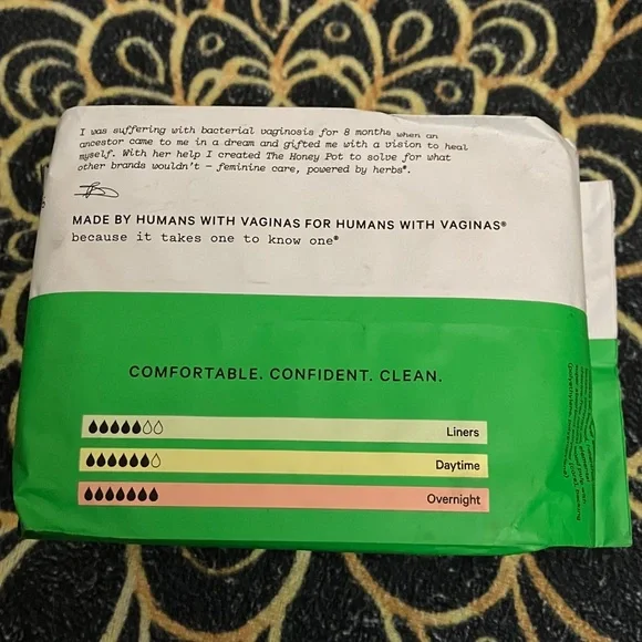 The Honey Pot Company Herbal-Infused Liners, 100% Organic Cotton Heavy Flow 20ct - Picture 3 of 8